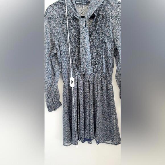 Zara Chiffon Dress Floral Tie Collar Size Medium NEW NWT - Picture 8 of 9